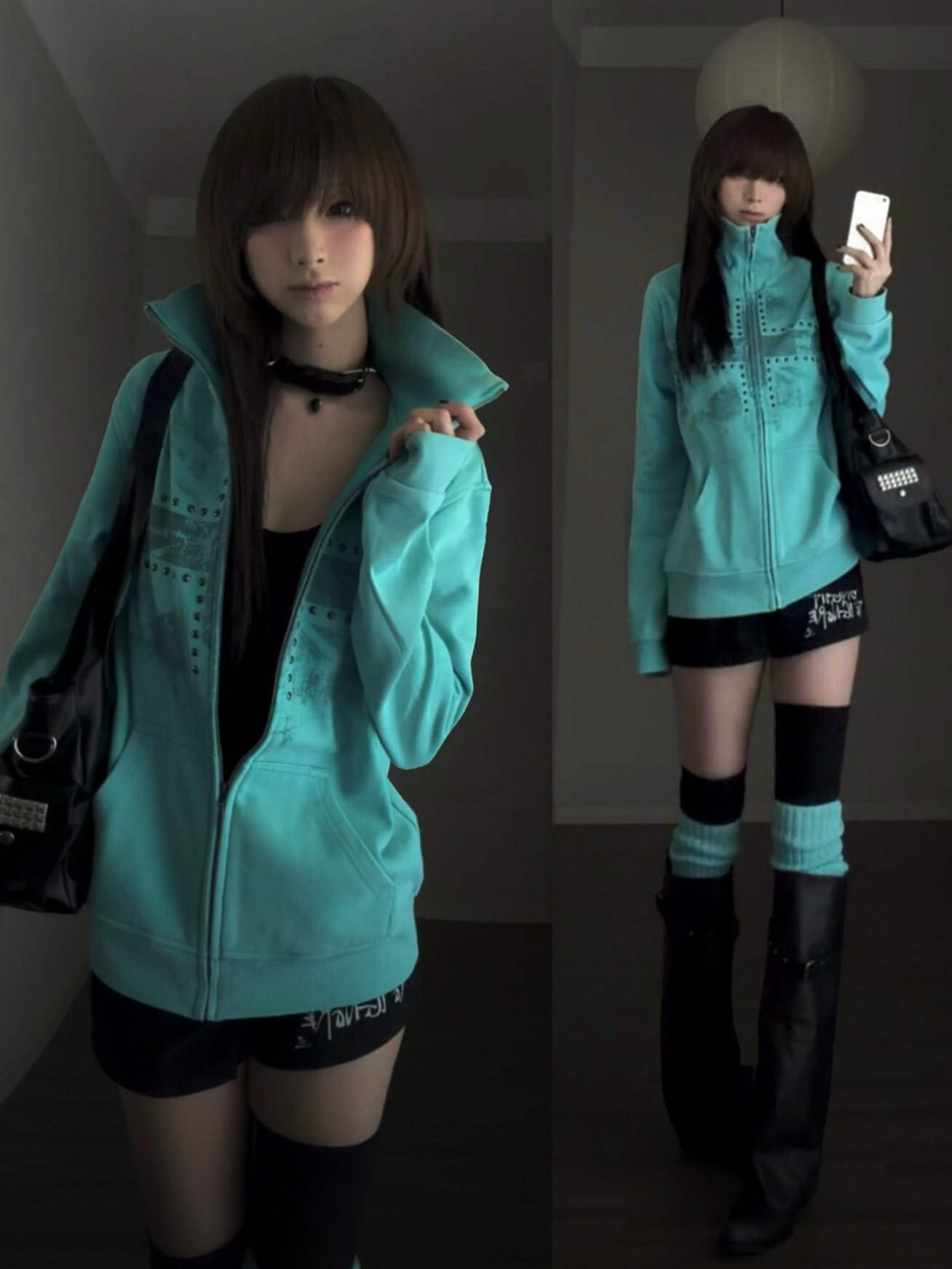 Mint Green Printed Rhinestone  - Vintage Windbreaker Nylon review and price