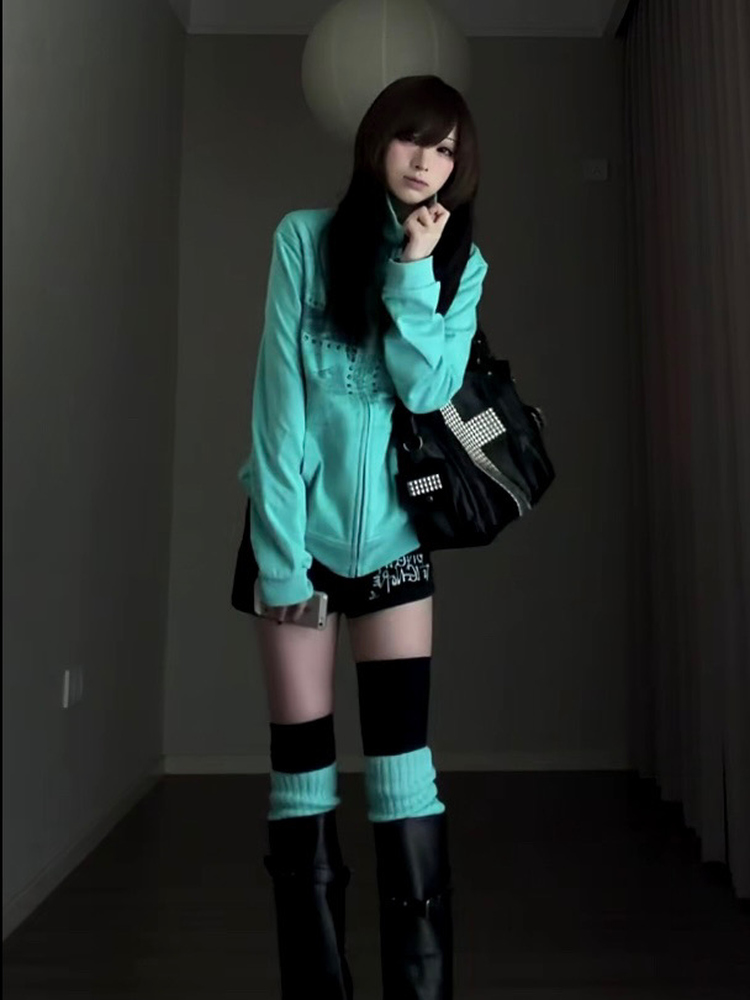 Mint Green Printed Rhinestone  - Vintage Windbreaker Nylon review and price