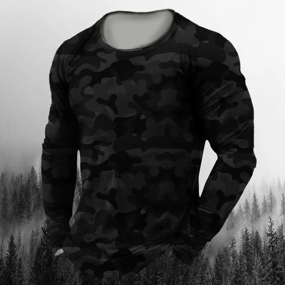 3D Printed Camouflage Long Sle - Vintage Outdoor Fashion review and price