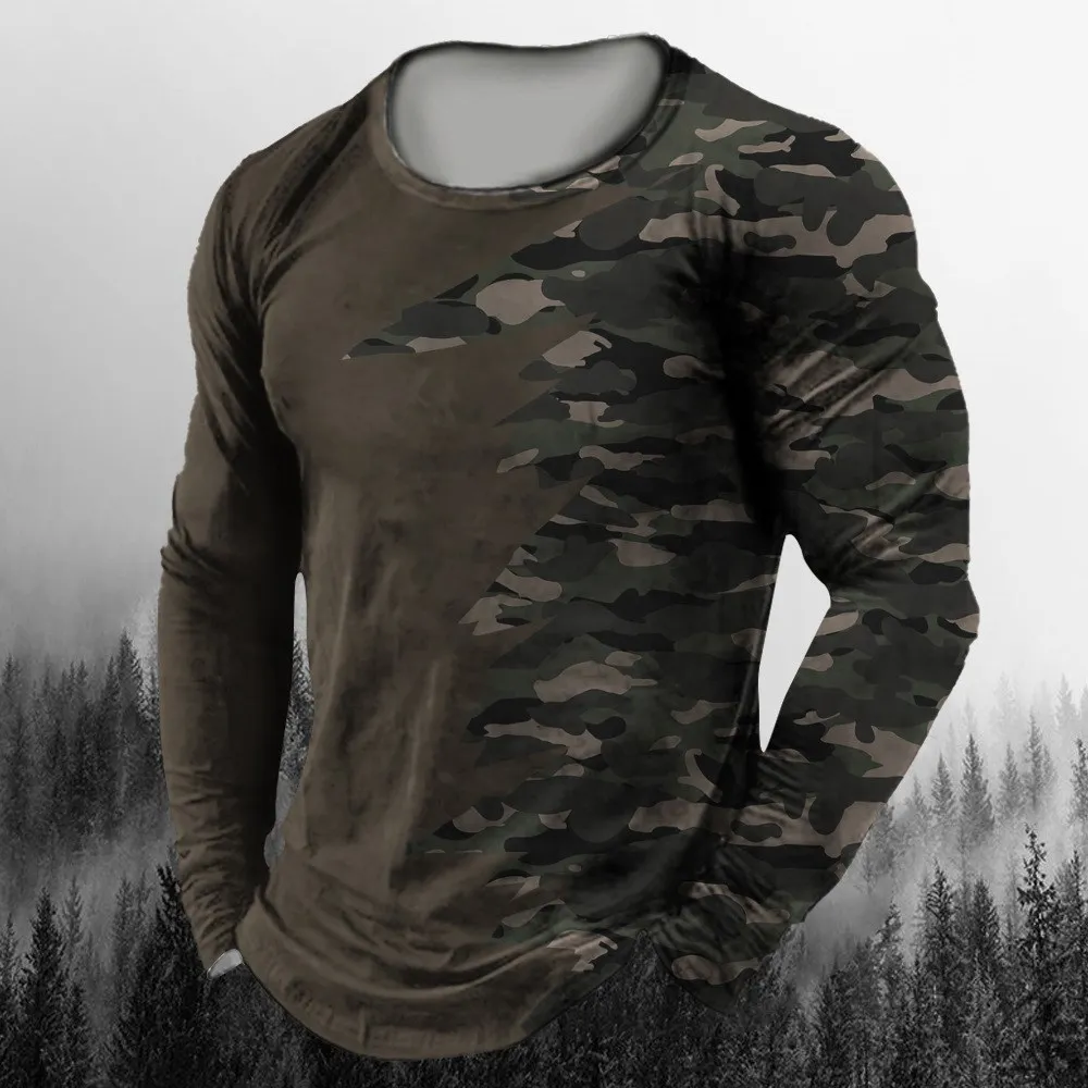 3D Printed Camouflage Long Sle - Vintage Outdoor Fashion review and price