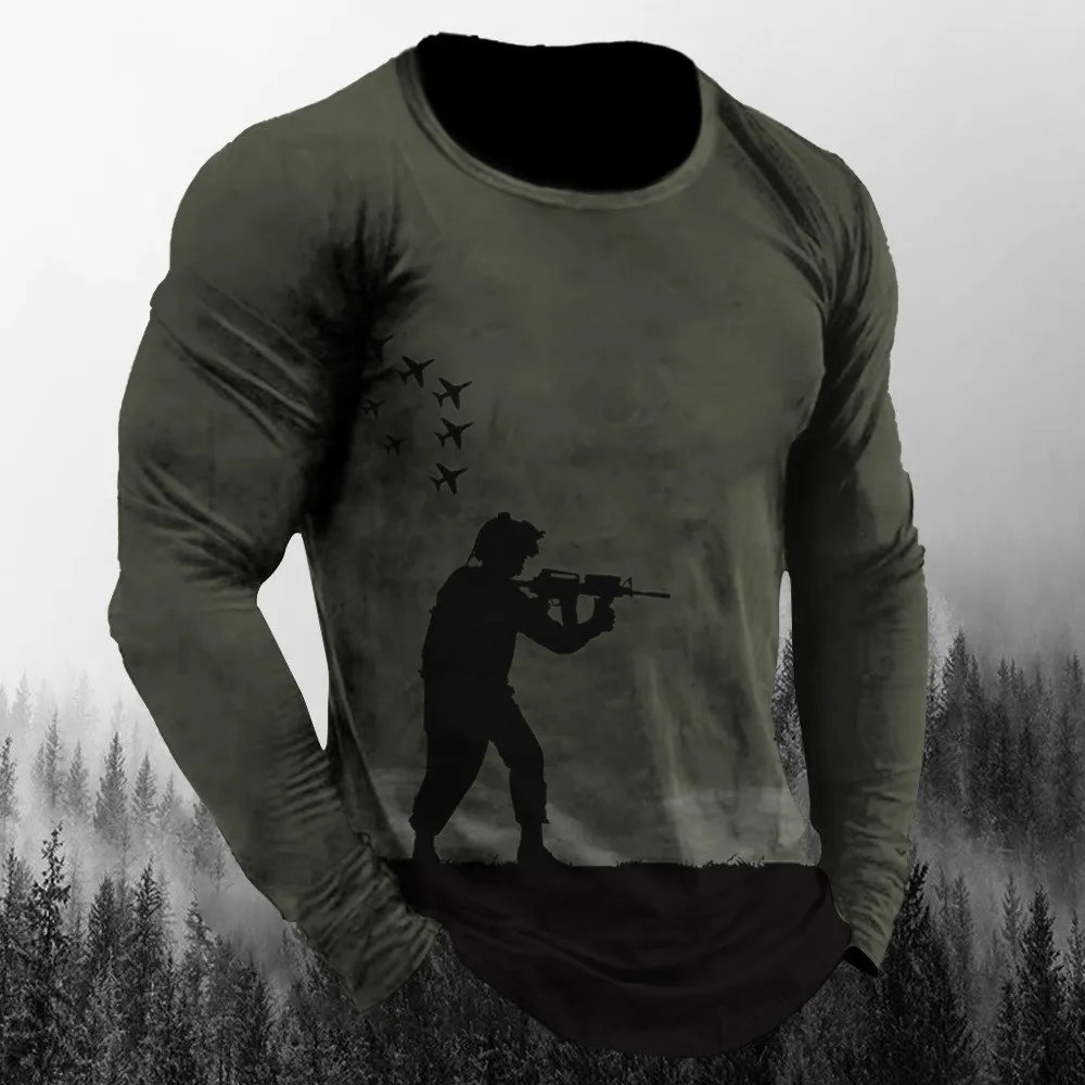 3D Printed Camouflage Long Sle - Vintage Outdoor Fashion review and price